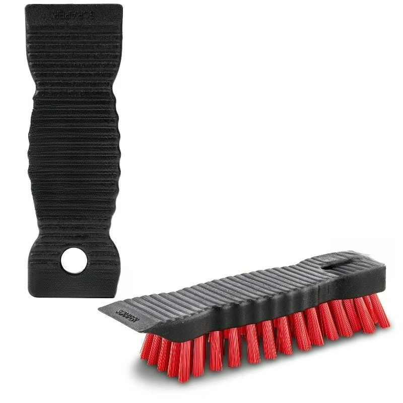 High Power Scrub Brush  7.5-inch Long Red Fibers and Black Handle