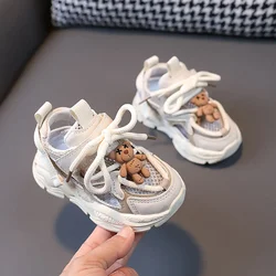 Summer Sneakers For Kids Mesh Breathable Boys Girls Sport Shoes Korean Style Cute Bear Children's Outdoor Footwear Toddler Shoes