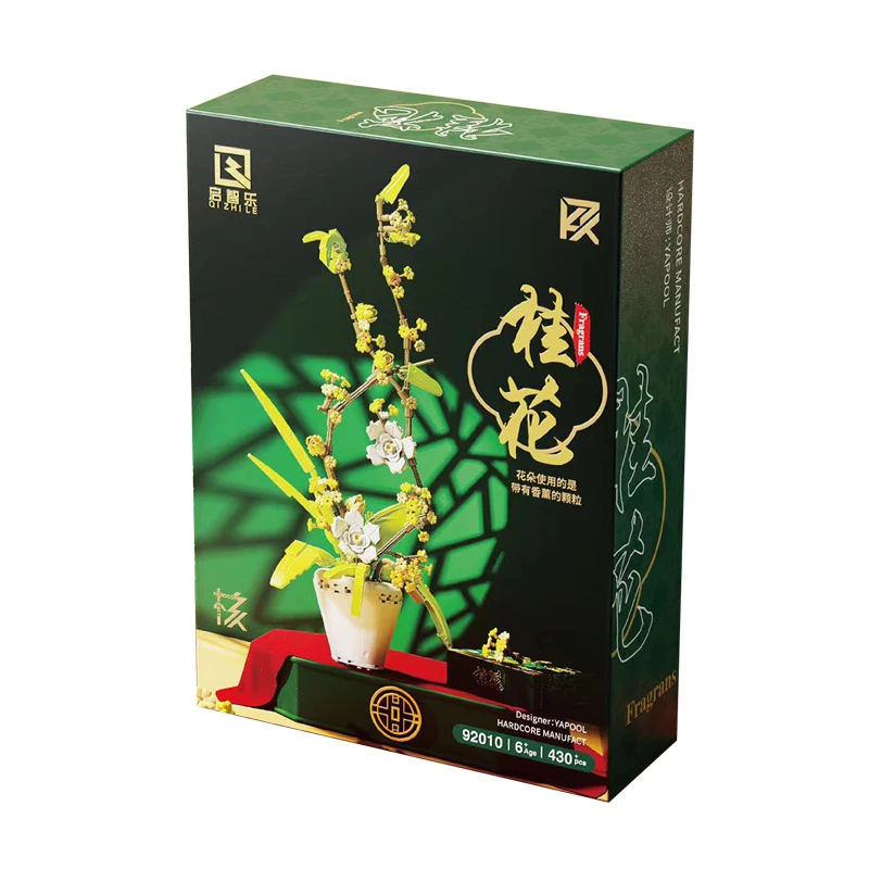 

City Flower Osmanthus Potted Succulent Plants Plant building Blocks Orchid Flowers Bricks Diy Moc Toys For Girls Gift 10311