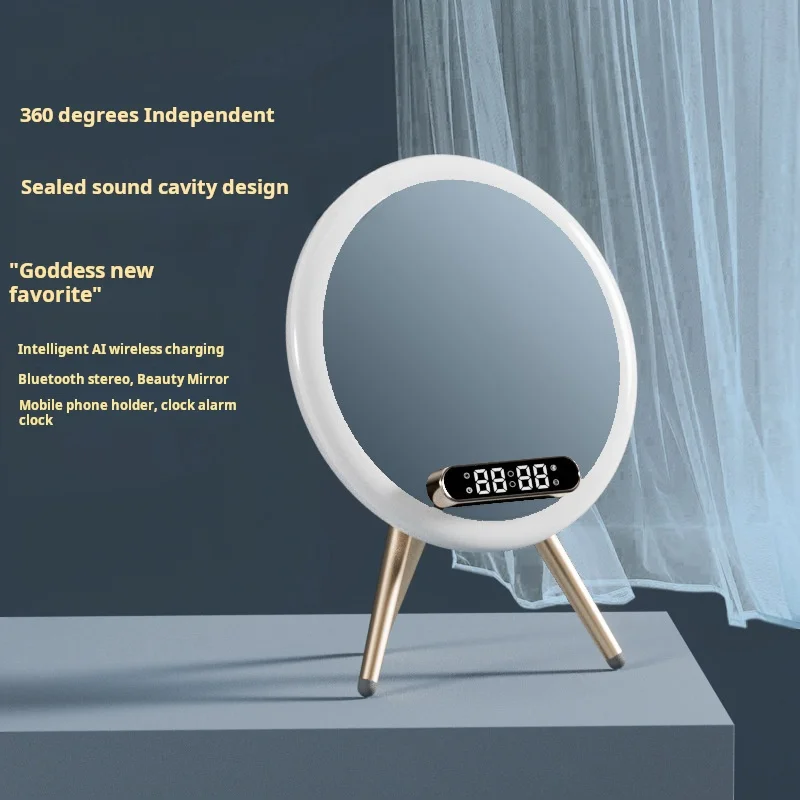 Magic Mirror Q6 LED Makeup Mirror  Multi-function Makeup Mirror With Smart Wireless Charger For Mobile Phone