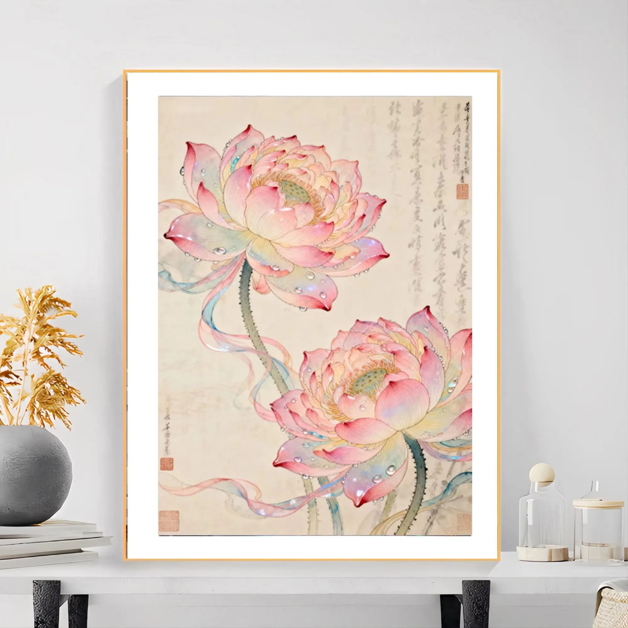 

Lotus 9CT 11CT Embroidery DIY Chinese Style Printed Kits Cross Stitch Thread Needlework Sets Home Decor Crafts