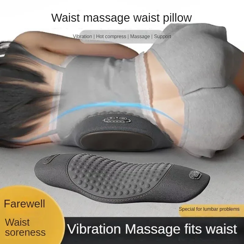 Waist Pillow 3 Modes Heated Vibrating Waist Massage USB-plugged Sleeping Cusion for Lowering Back Pain