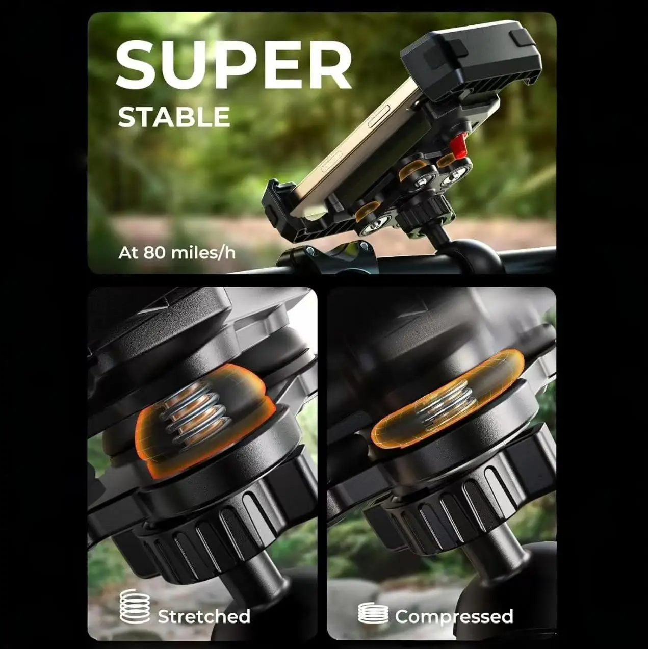 Anti-Shake Motorcycle Phone Mount 2026 – Handlebar Holder for IPhone/Samsung, Universal Fit for Bike & Scooter