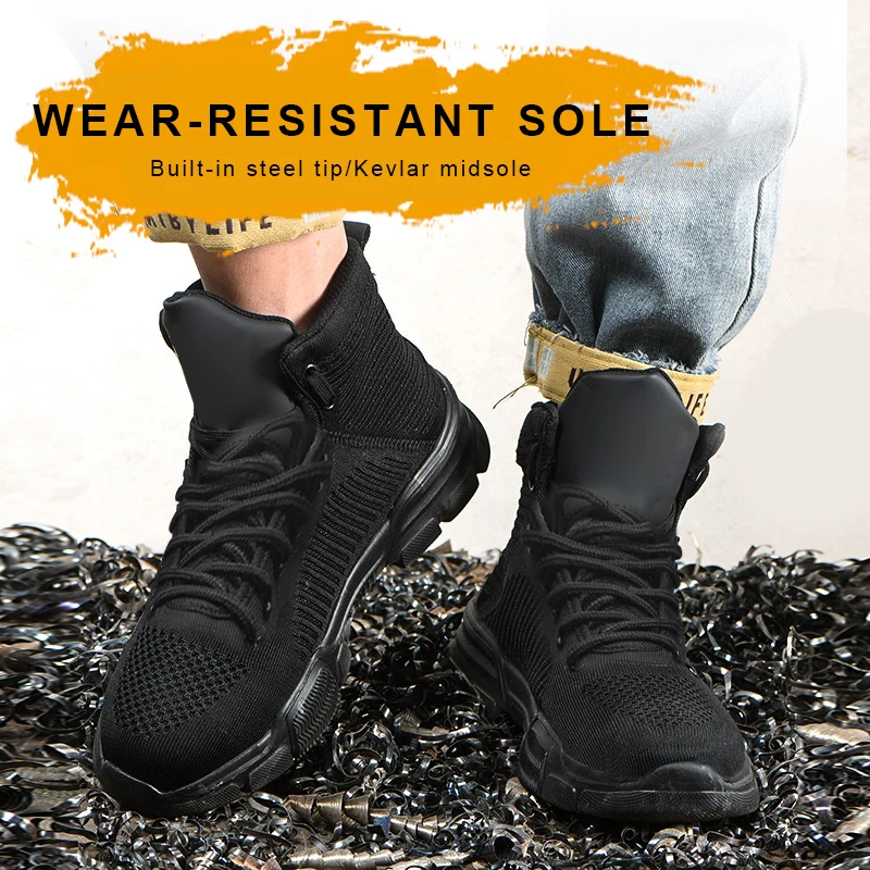 High top Protective Shoes Man Safety Shoes Anti-puncture Work Sneaker Light Work Shoes Men Steel Toe Indestructible Safety Boots