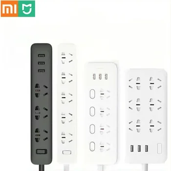 샤오미 미지아 멀티탭 3 2A 고속 충전 USB 포트, 샤오미 MI 홈 블랙, 어댑터 포함, 3 소켓, 6 소켓