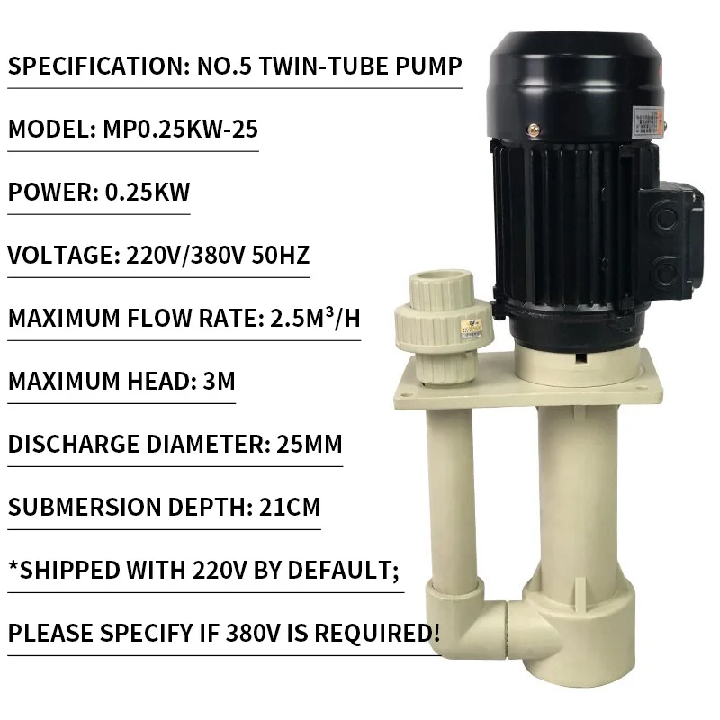 Plastic Chemical Twin-Tube Pump, Vertical Acid- and Alkali-Res nt Submersible Pump, Vertical Pump for Corrosion-Res nt Tan