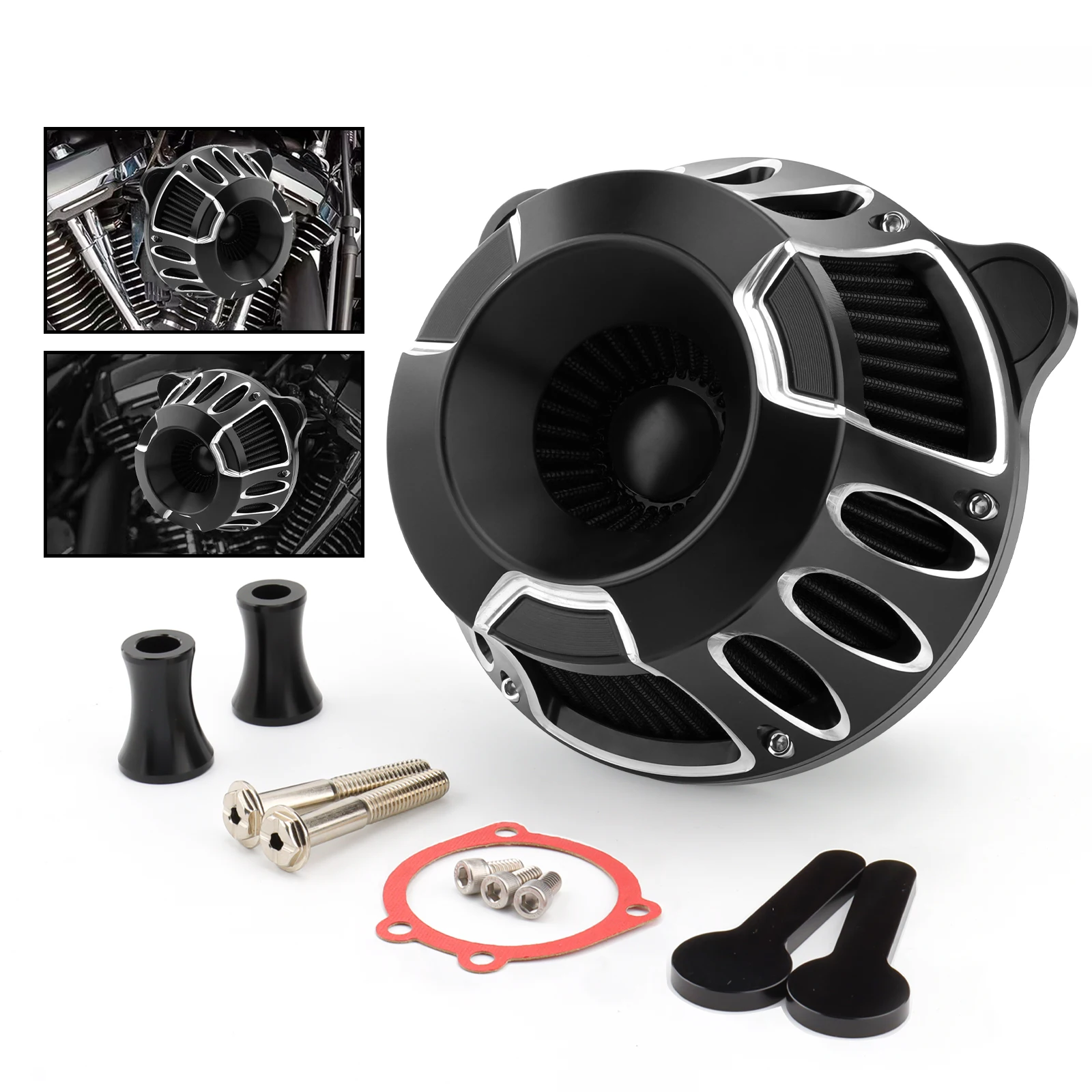 Black Air Cleaner Intake Filter for Harley Touring Electra Street Glide Road King Softail Fat Boy Dyna/FXR Sportster XL 883 1200