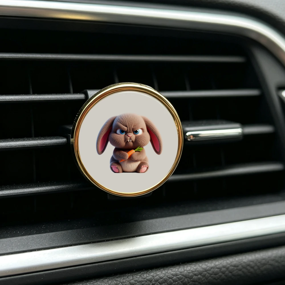 2026 Funny Bunny Face Pattern Car Air Vent Fragrance Clip Without Essential Oil Creative Auto Air Outlet Ornament Perfect Gift
