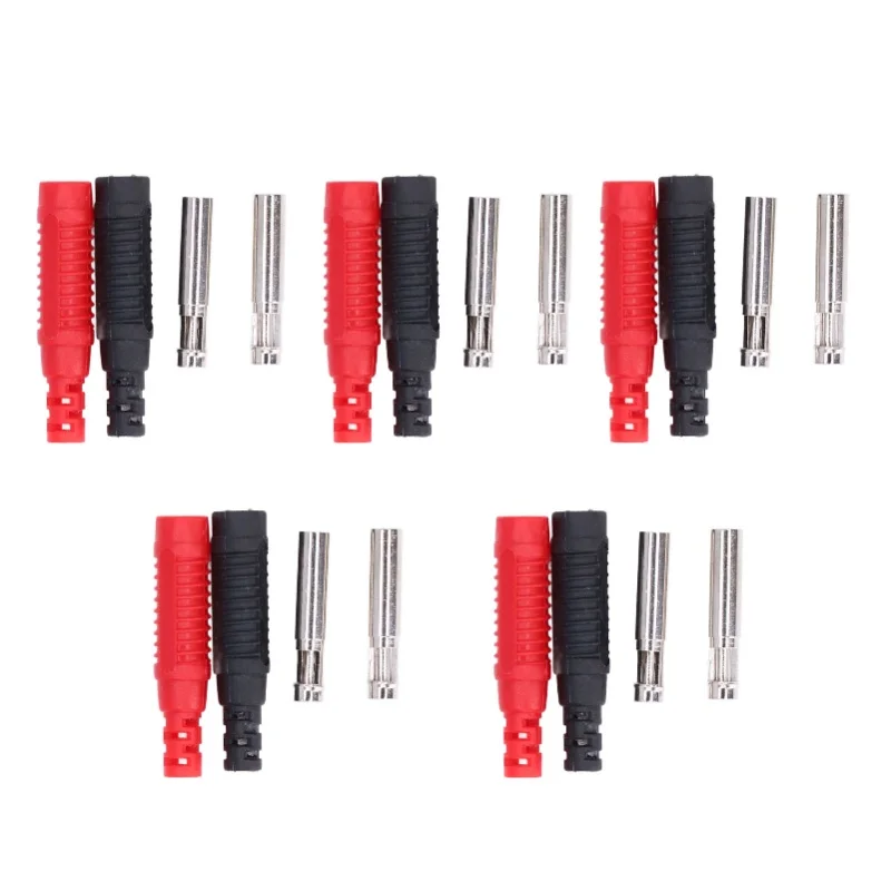 5 Sets Brass Banana Plug PA Insulated Safety Shrouded Jack Socket Lantern Type 30Vac-60Vdc