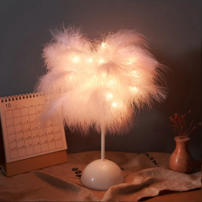 Christmas Decorations Feather LED Light Indoor Room Interior Layout Lights Nights Flashing For Party Warm Night Wedding W004