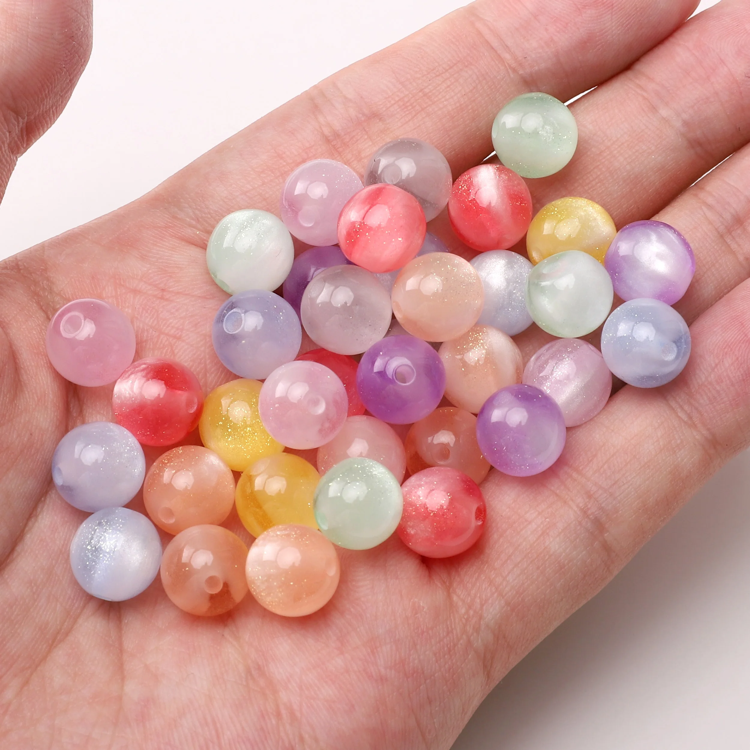 

10pcs 10mm Round Beads Resins Pink Color Loose Spacer Gem Bead for Jewelry Making DIY Bracelet Necklace Accessories Wholesale