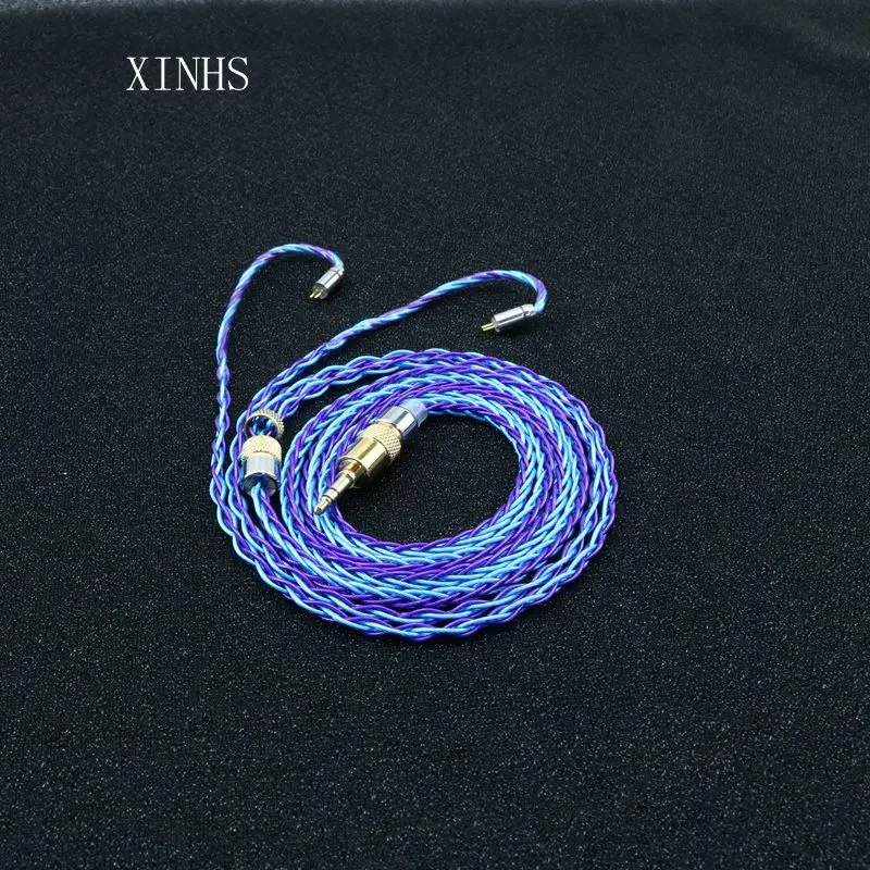 XINHS HS08 8-Strand Silver Foil Blue Graphene Hybrid Cable Earphone Cable