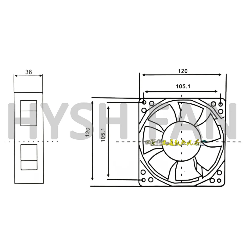 Nuova ventola di raffreddamento 12038 220/240V AC 0.1AMP YK-0127HS/HB