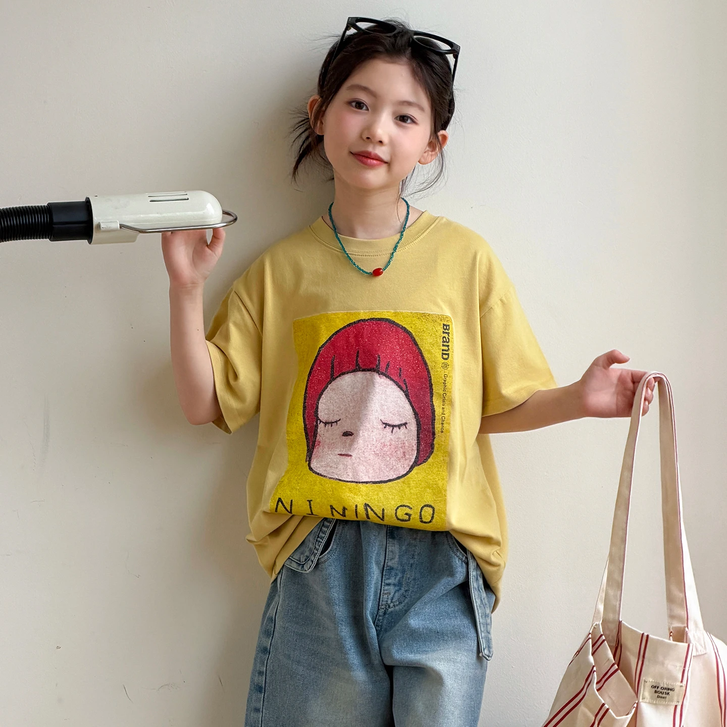 Girls' short sleeved t-shirt super beautiful children's Korean style unique and fashionable summer children's clothing