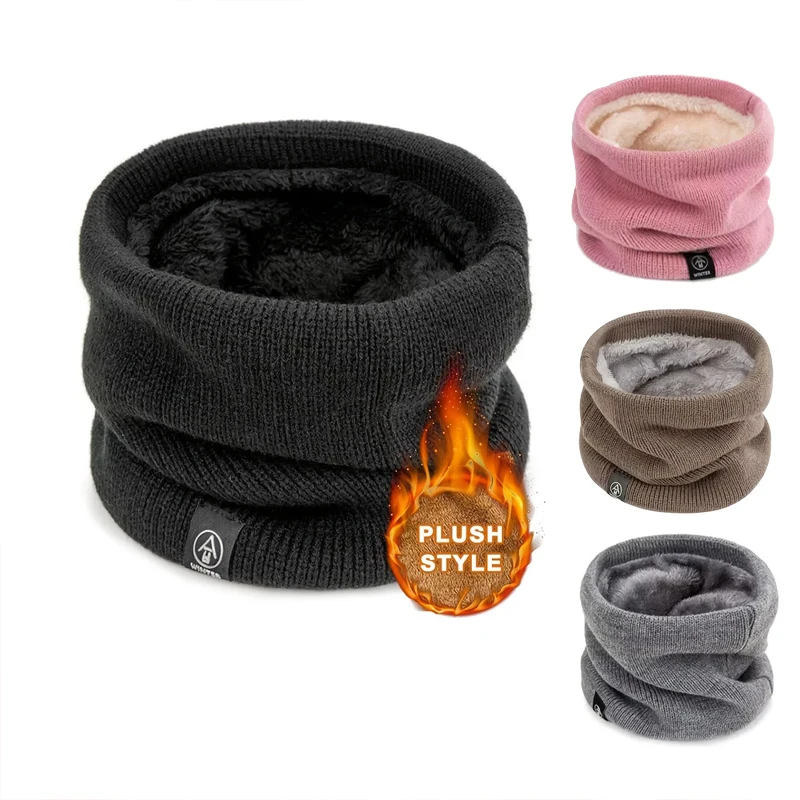 Solid Color Neck Warmer Men Women Warm Thick Cashmere Knitted Scarf Scarves Tube Circle Ski Neck Scarfs Cycling Face Mask Winter