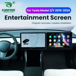 테슬라 모델 3 Y용 안드로이드 자동차 헤드유닛, 조수석 카플레이, HD 터치스크린, 승객 엔터테인먼트 디지털 디스플레이 모니터, 15.6 인치