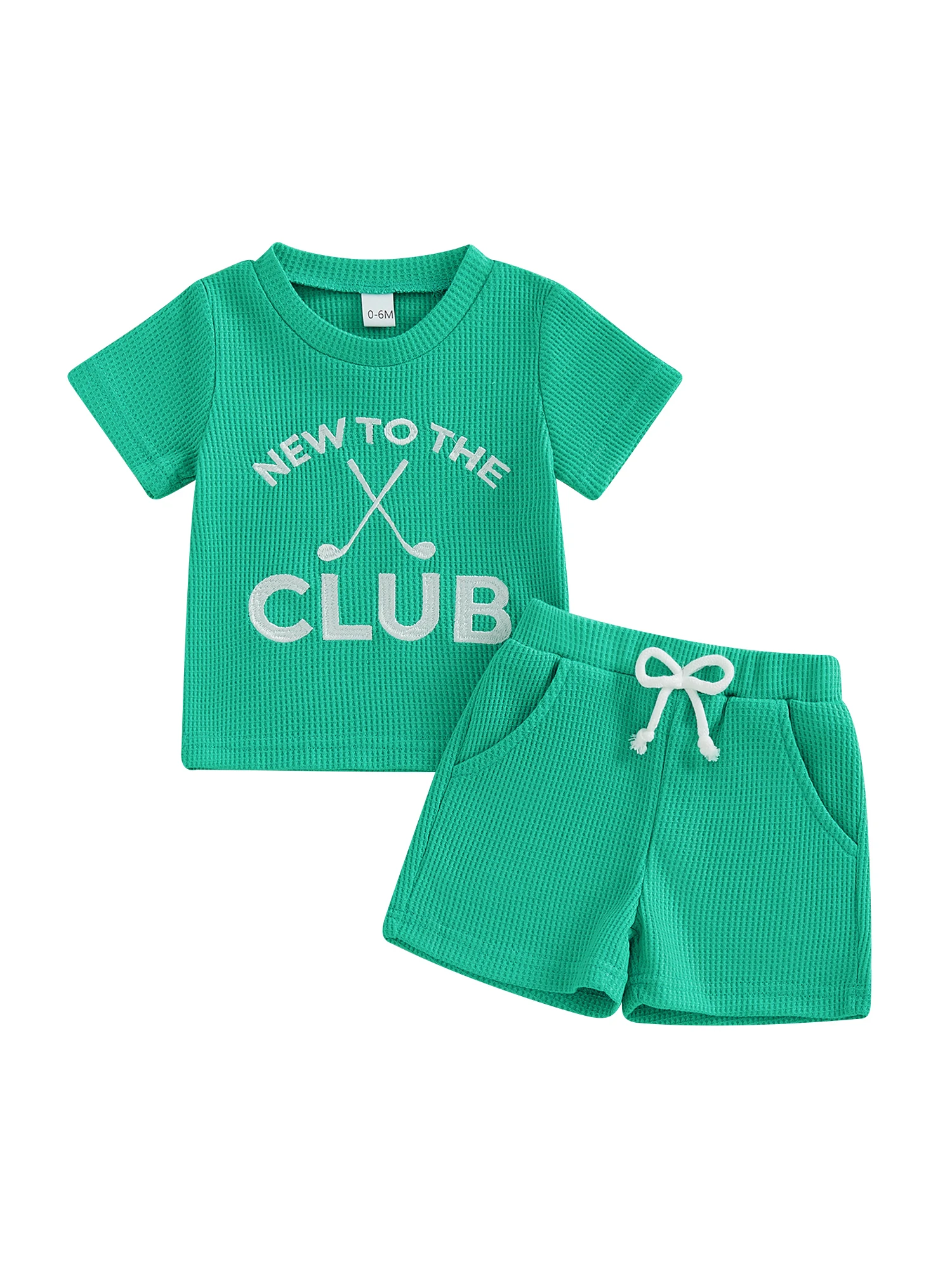 

Infant Boy s Golf-inspired Embroidered Crew Neck Short Sleeve Shirt and Shorts 2-Piece Set for Summer Outfits