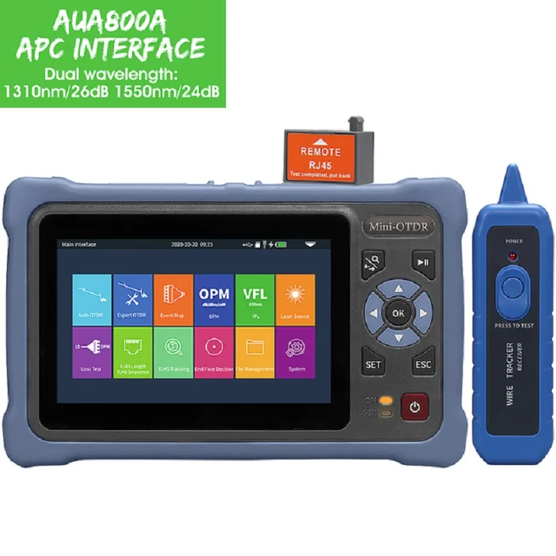 

OTDR Fiber Optic Reflectometer, Touch Screen, VFL, OLS, OPM, Event Map, Ethernet Cable Tester, 1310, 1550nm, 26, 24dB