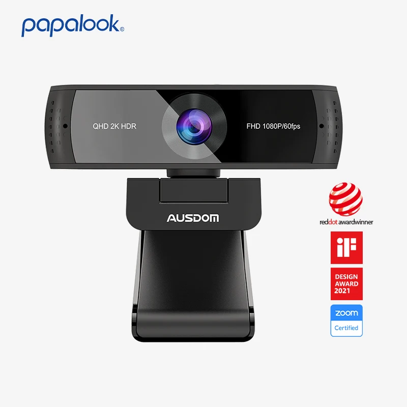 AUSDOM AW651 HDR 2K Webcam Business Computer Autofocus Camera 1080P 60FPS With Dual Noise Canceling Mics For Video Conferencing