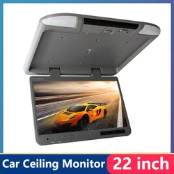 22 Inch Car Roof Mount Monitor HD LCD Screen Motorhome Video Player Flip Down Auto Ceiling TV Display HDMI USB FM AV Mirror Link