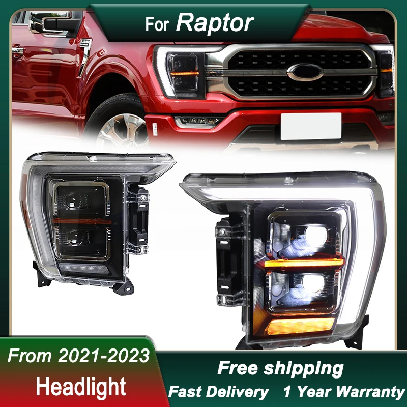 

Car Headlights for Ford Raptor F150 F-150 21-23 full LED Headlight DRL Dynamic Signal Head Lamp Bi Xenon Beam Headlamp Accembly