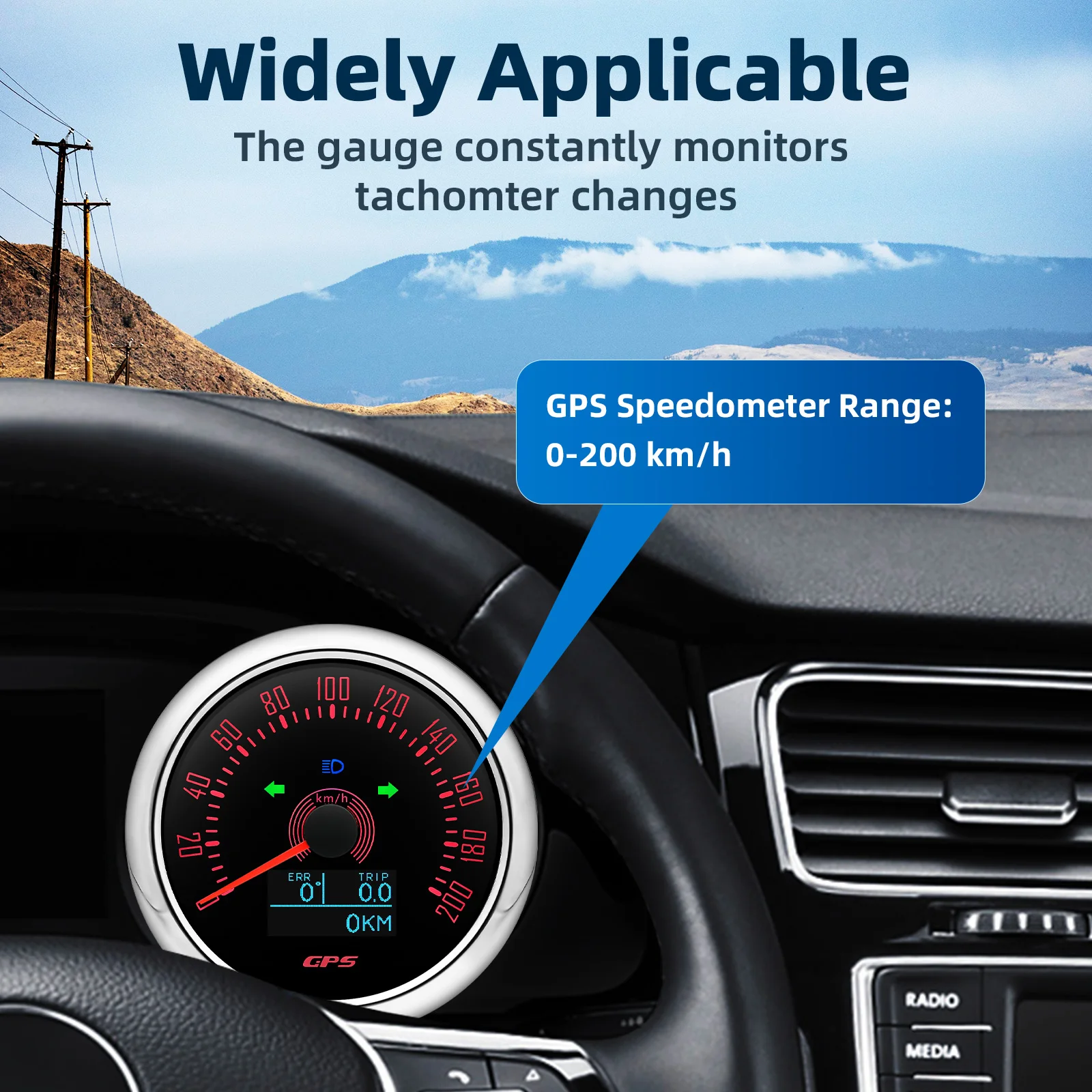 85 MM GPS Tacho 7 Farbe Hintergrundbeleuchtung Geschwindigkeit Gauge Mit GPS Antenne Für Motorrad Marine Boot Auto Lkw Geschwindigkeit Meter12V 24V – Detail 7