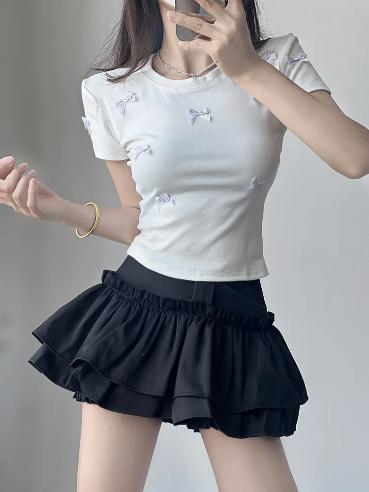 Slim Fit Ort Sve T-Shirt für Damen, Sommer-Sle Sweet Heart Knot Boredom Buster Hot Girl Faion Belly Baring Top