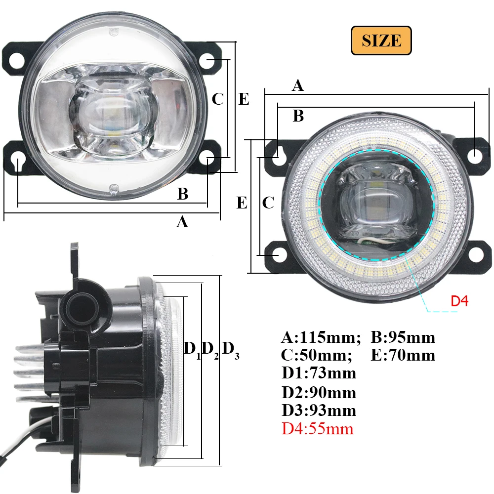 Led Fog Light Lamp Assembly Lens 15W for DongFeng DF6 DFSK Pick UP D1 Angel Eyes DRL Aperture Car Daytime Running Lights Halo