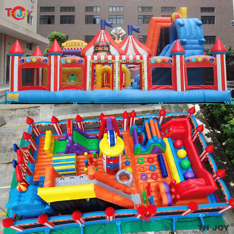 16x10m Clown del circo Tema Gonfiabile gigante Castello gonfiabile Funcity gonfiabile Parco giochi Parco rimbalzante all'aperto