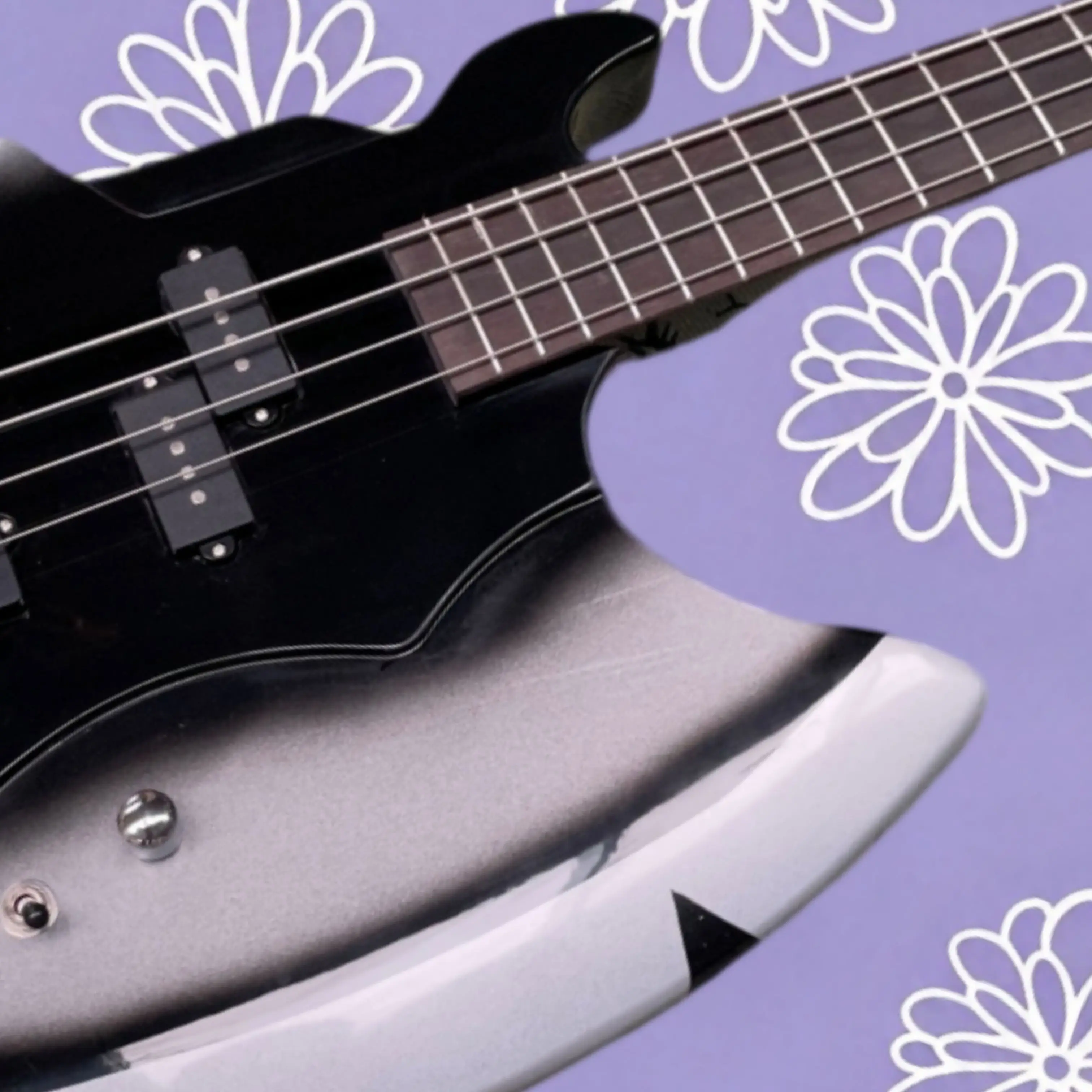 Black Silver Gradient 4-String Electric Bass Guitar, Rosewood Fingerboard Guitars, Rich Low End for Heavy Metal Stage Guitarra