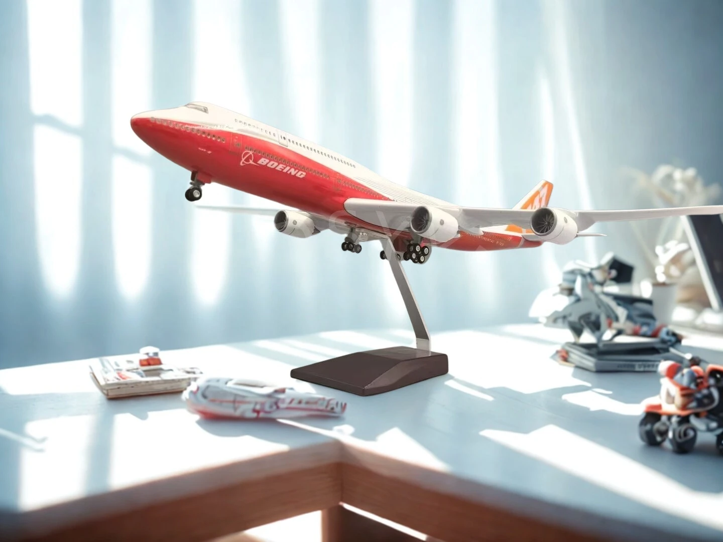 

Table Decor Plane B747-8 Prototype Aircraft Airlines Landing Gear Wheels Lights Resin For Collections Decoration Living Room