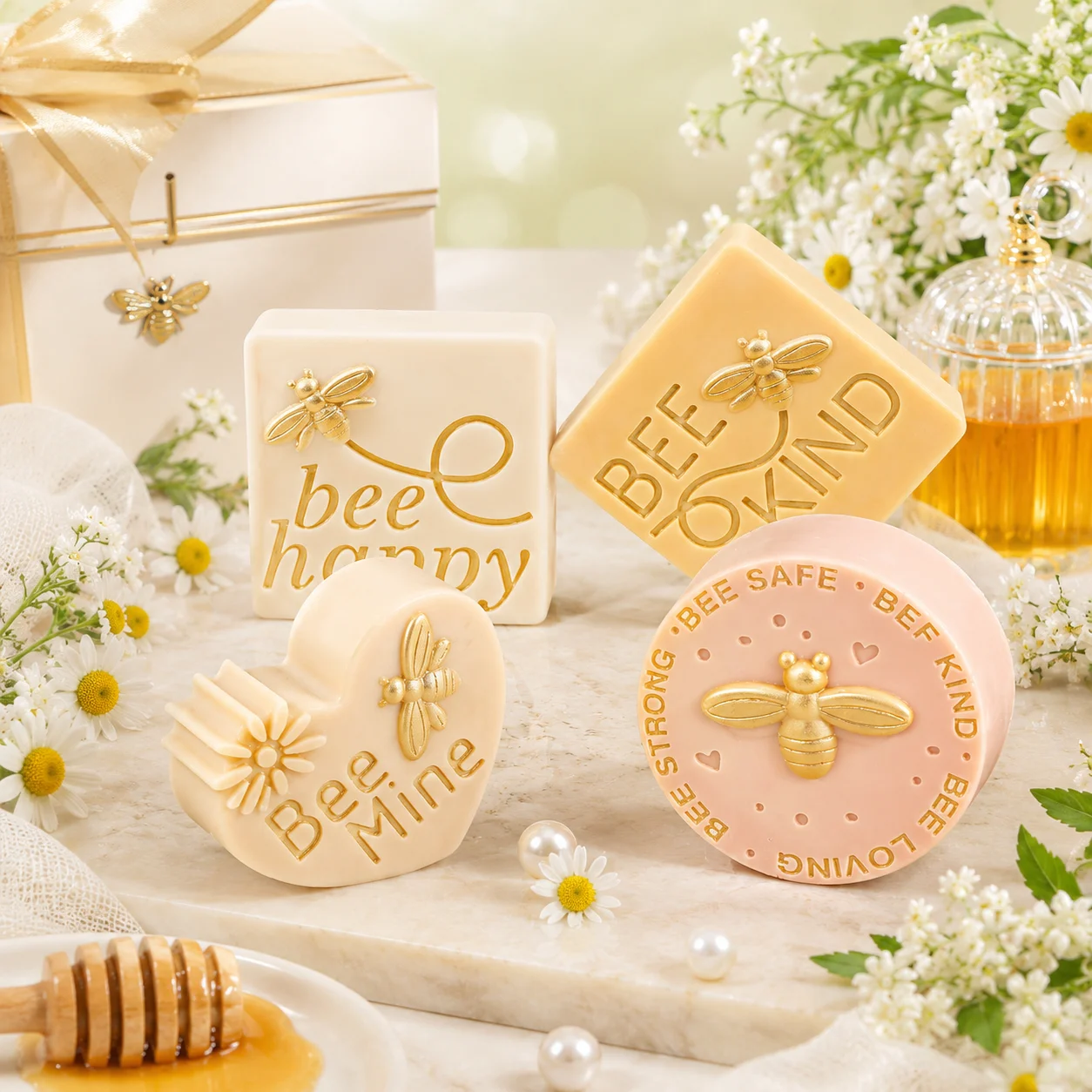 3D Bee Quote Silicone Mold Bee Happy Bee Kind Bee Mine Candle Mold for DIY Soap Resin Plaster Handmade Crafts and Honey Bee Gift