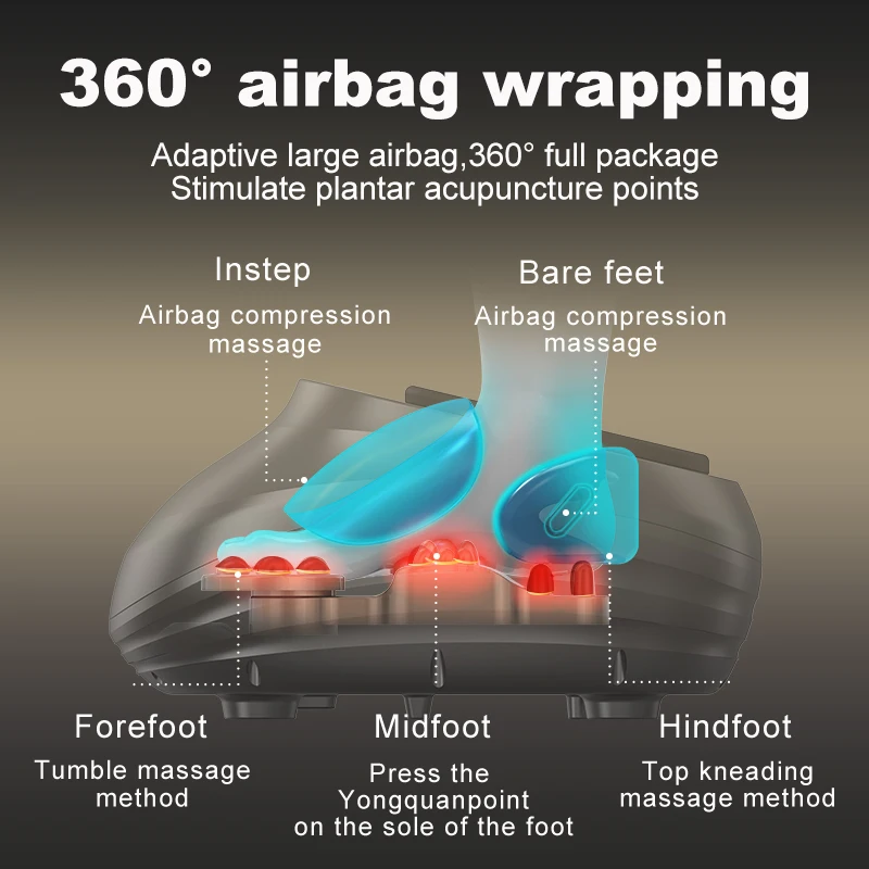 Foot Therapy Leg Massager Household Automatic Airbag Full Wrap Massage Electric Heating Kneading Foot Acupressure Massager