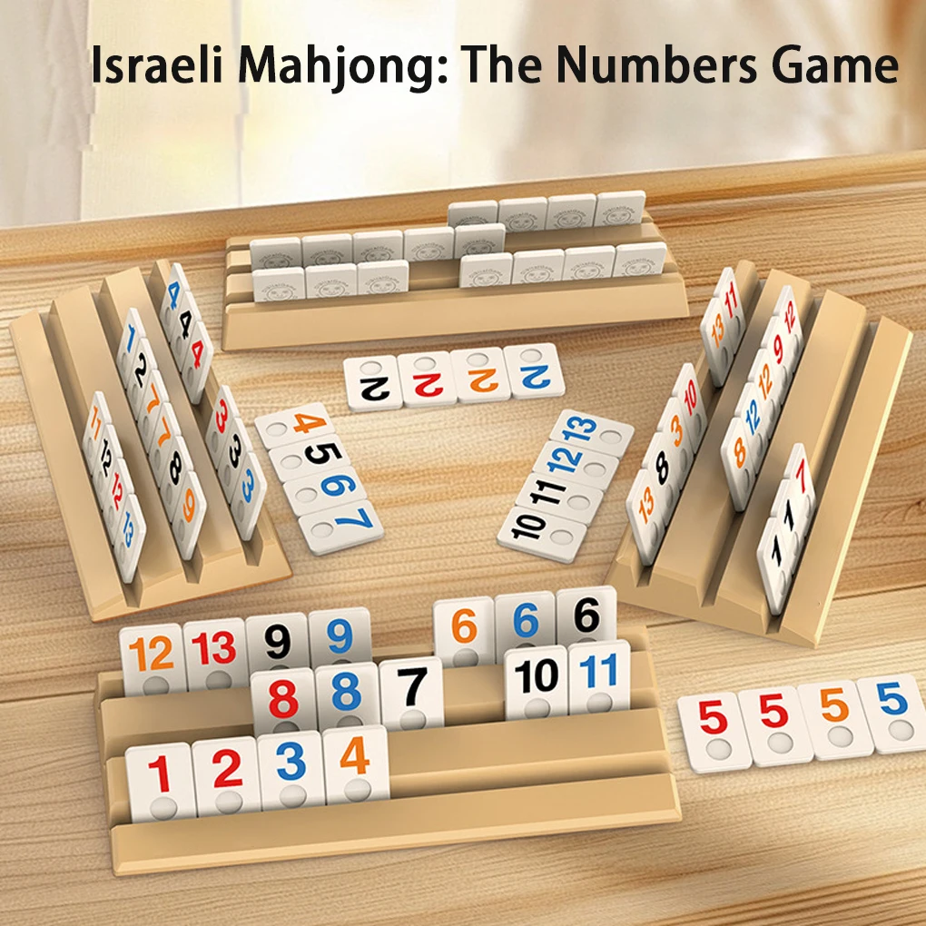 Digital Game Set Rummy Wooden Cube Game Set Rummy Cube Game with Portable Case Rummy Tiles for Family Classic Board Game