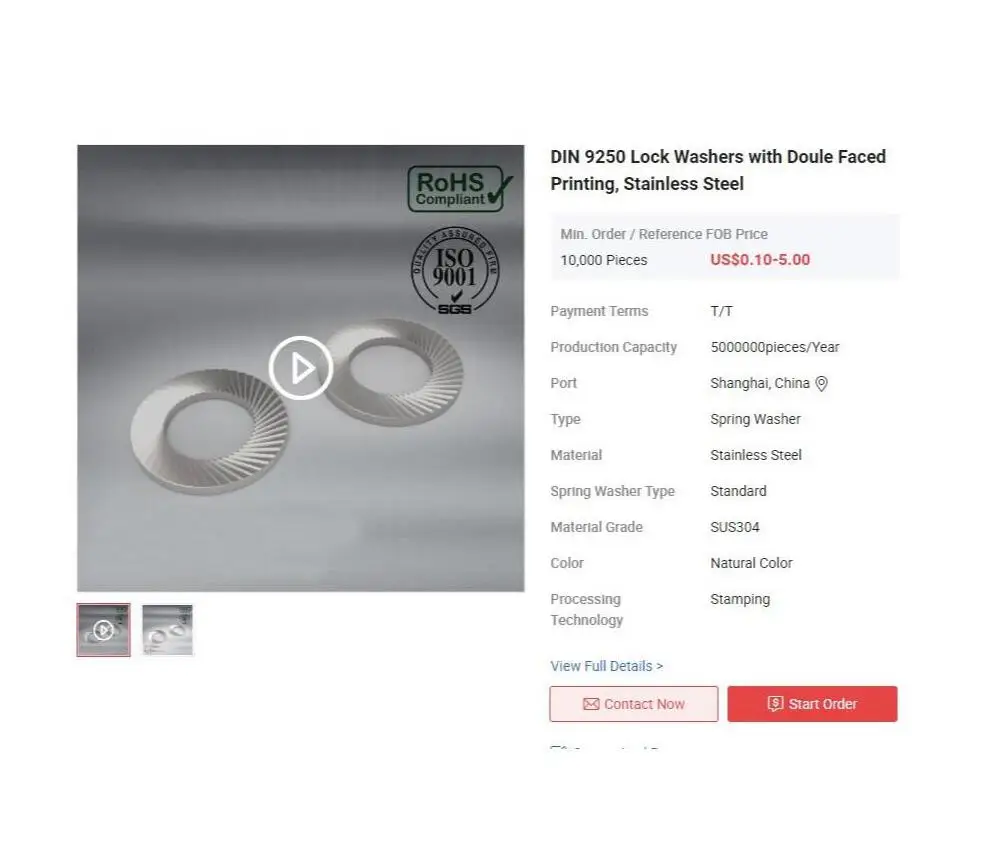 DIN 9250 Lock Washers with Doule Faced Printing, Stainless Steel