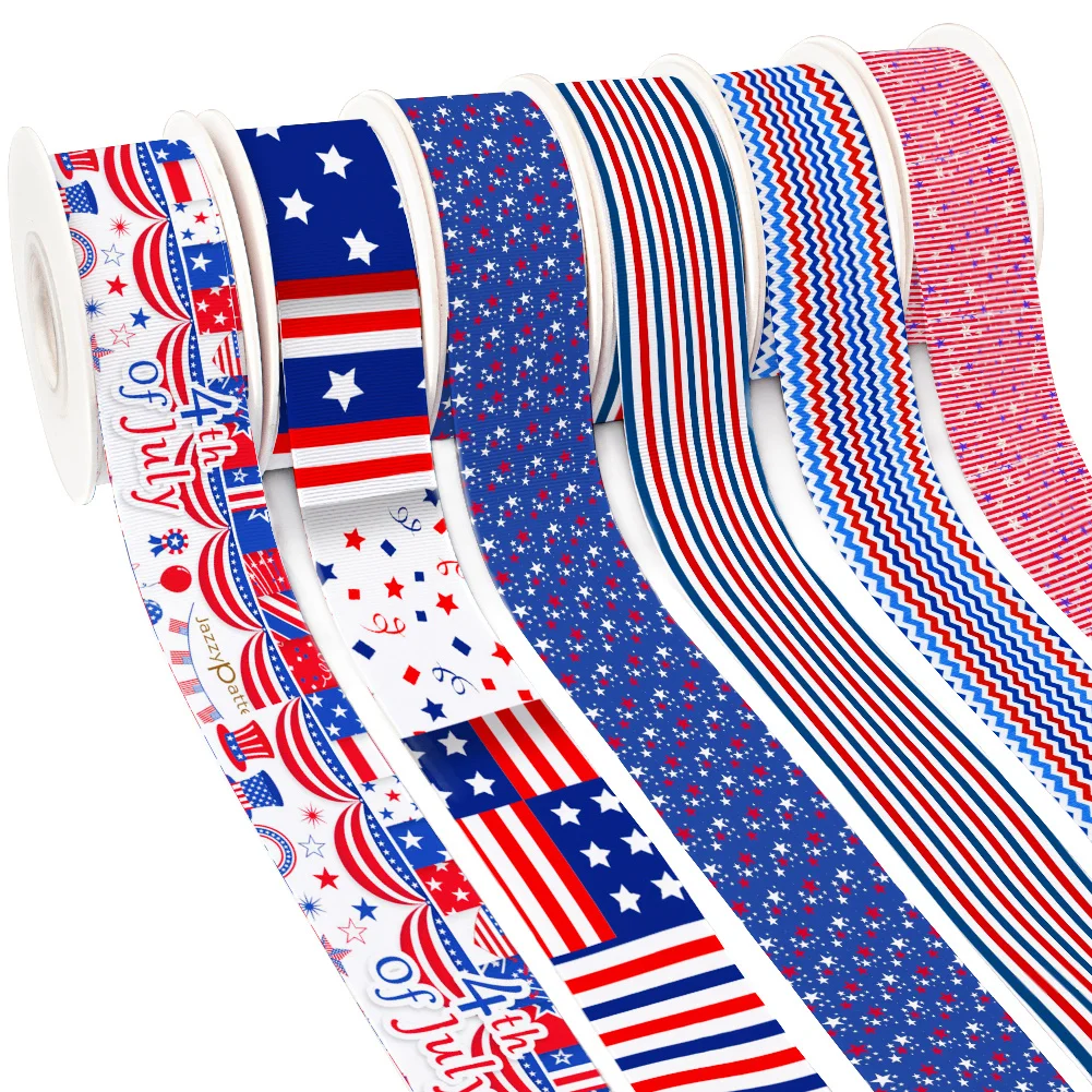 Cartoon Independence Day USA Printed Grosgrain Ribbon for Cheer Bows DIY Girl Headwear Hair Bows Satin Ribbon
