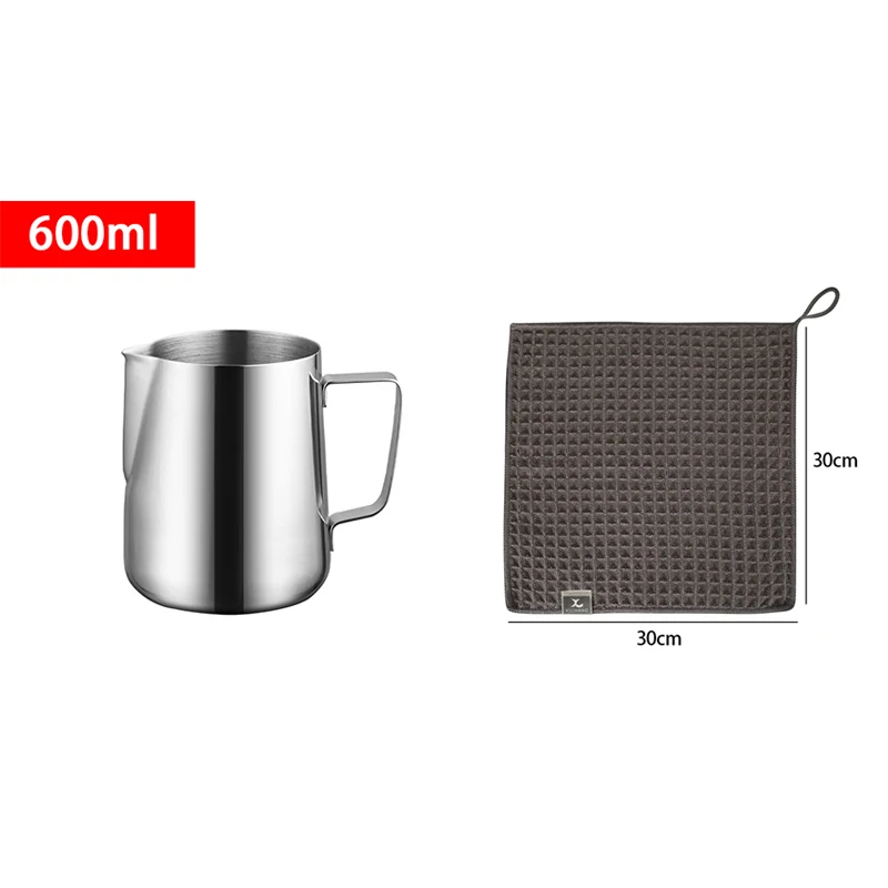 Milchaufschäumkrug aus Edelstahl, 350/600/1000 ml, Becherkrug, Barista, Kaffee, Latte, Cappuccino, Espresso, Milchkännchen, KFLHB01