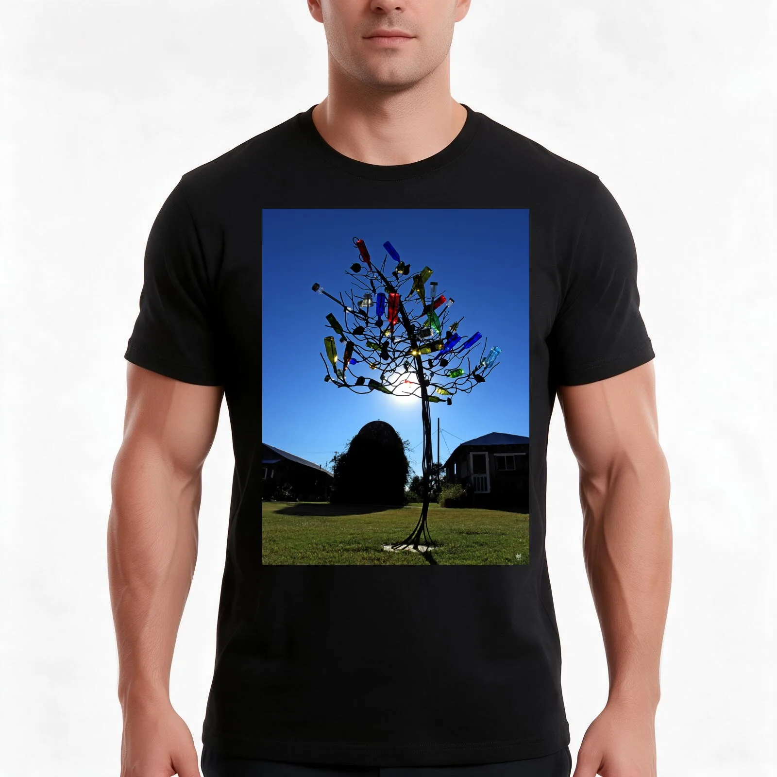BOTTLE TREE, SHACK UP INN, CLARKSDALE, MISSISSIPPI, USA T-Shirt, Summer Casual Cotton Tee, Oversized Streetwear Tops