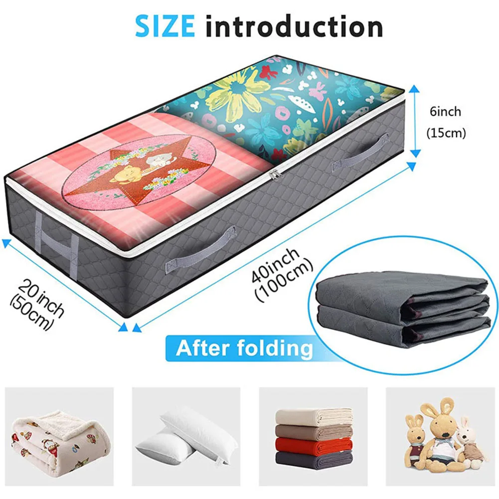 1/2/3/4 Pack Underbed Storage Bags,Large Capacity Foldable Clothes Box,Non-Woven Zippered Organizer for Blankets Duvets Bedding