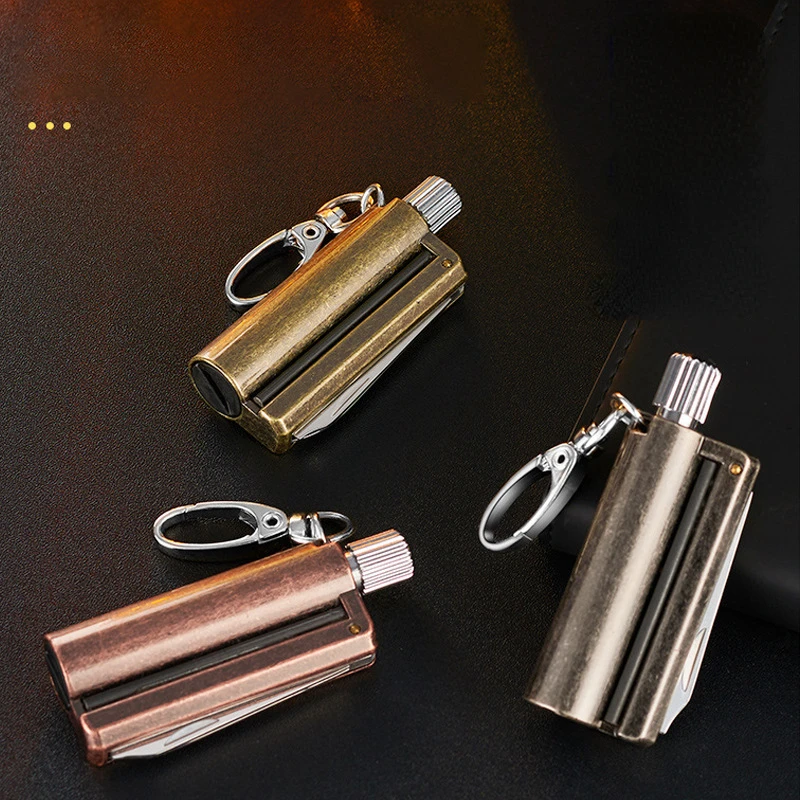 Retro Ten Thousand Matches Portable  Metallic  lighter outdoors camping Igniter Literary keychain Cigarette accessories