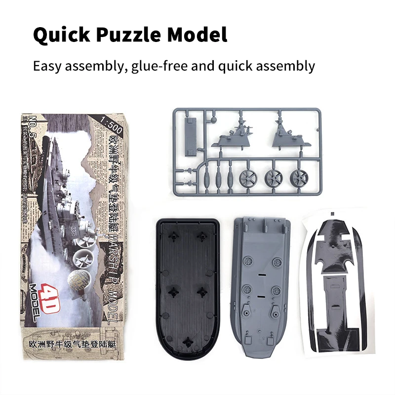 Kit de modèles de navire de guerre à assembler 4D 8 en 1, jouets de Simulation militaire avec destructeur, sous-marin, cadeau/Collection de navire de garde coastiale