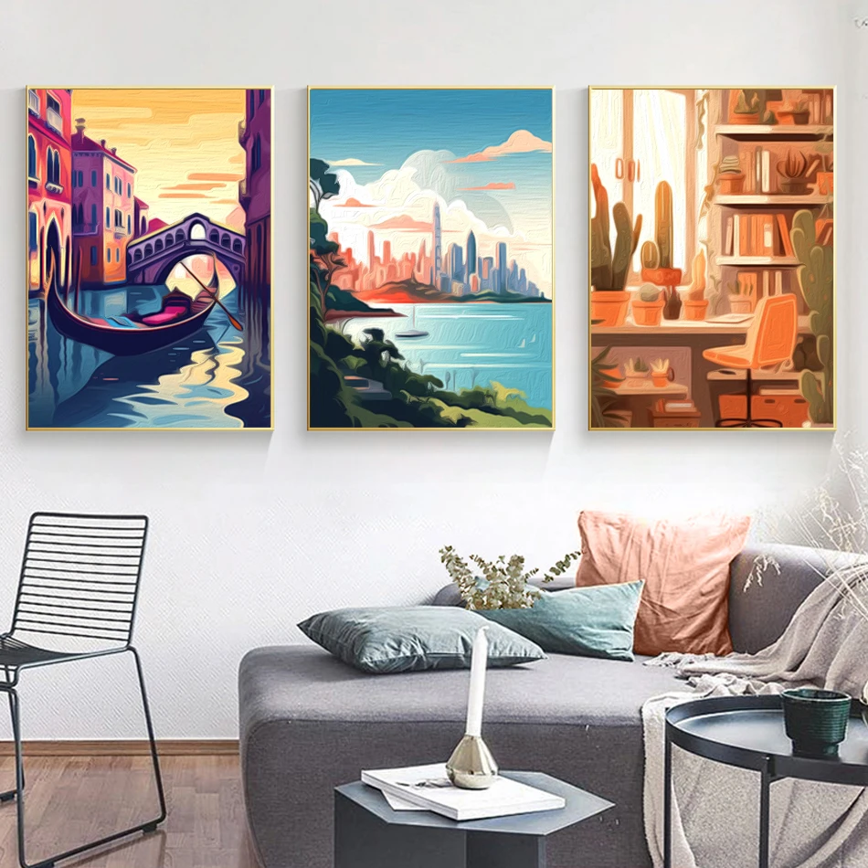 RUOPOTY-Painting By Numbers On Canvas Landscape Items Simple Hand Drawing For Beginner Easy Picture Drawing Art Supplies Crafts