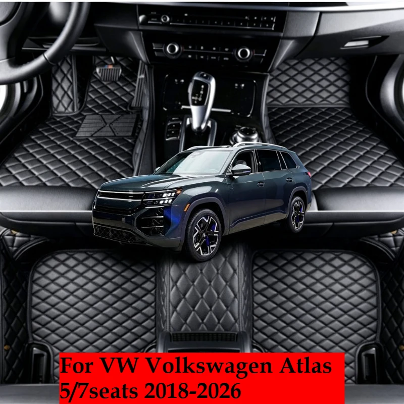 Custom Car Floor Mats For VW Volkswagen Atlas 5/7seats 2018-2026 Coche All Weather Auto Accessories Foot leather Carpets
