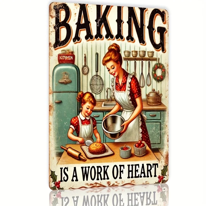 2D Flat, 1pc 8x12inch Baking Metal Sign Tin Sign- Funny Kitchen, Restaurant, Bar, for Man Cave, Garage Decor - Unique Design, Ea