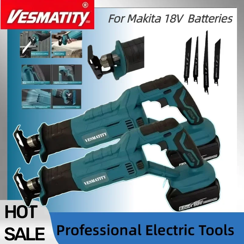 Reciprocating Saw High-Power Cutting Saw Handheld Multifunctional Household Small Electric Saw  For 18V-20V Battery