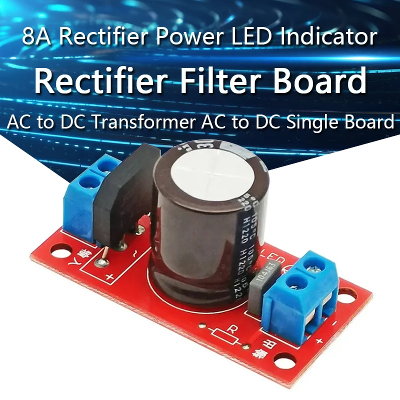 Rectifier Filter Power Supply Board 8A Rectifier with LED Indicator AC to DC Transformer AC to DC Single Power Supply Board