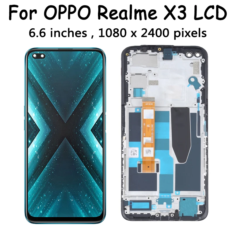 Pantalla LCD de 6,6 pulgadas para móvil, reemplazo de digitalizador táctil para OPPO Realme X3 SuperZoom RMX2086 RealmeX3 RMX2142