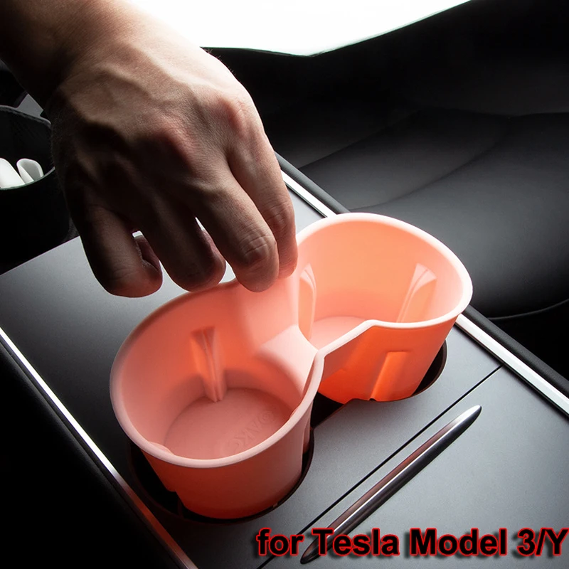 

for Tesla Model 3 Y Silicone Water Cup Holder Central Control Bottle Insert Interior Accessories Pink White Phone Drink Holder