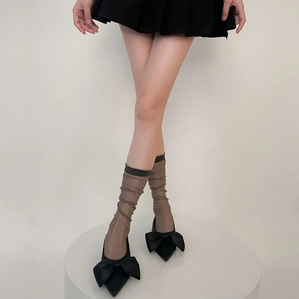 الحلو المضادة للرائحة مريحة النايلون شفافة تنفس النسخة الكورية الجوارب رقيقة جدا كومة الجوارب الجوارب لامعة العجل الجوارب