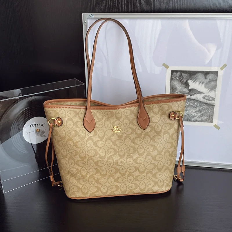 

2025 Monogram Tote Bag for Women Vintage Inspired Shoulder Purse Spacious Designer Crossbody Bag Luxury Logo Print